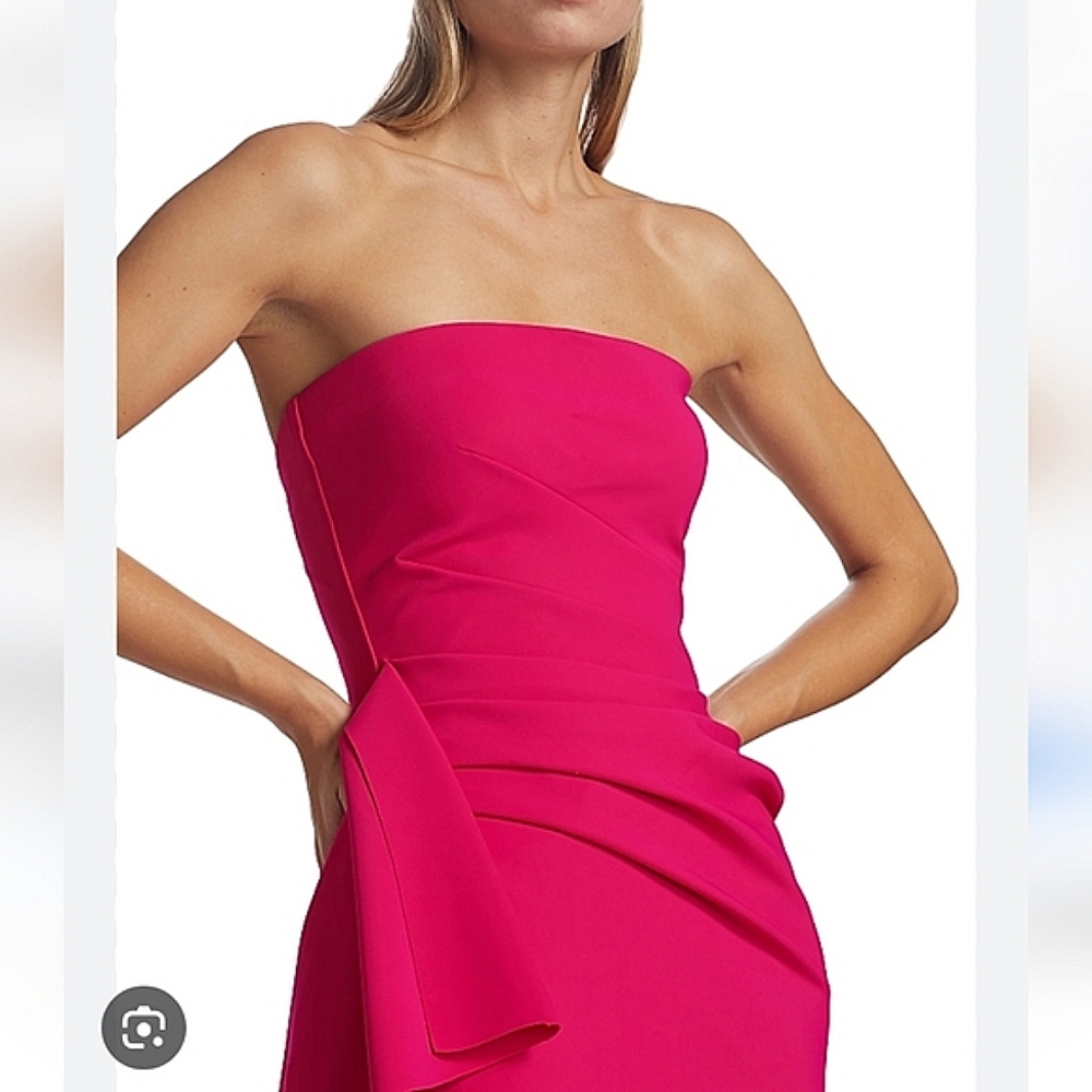 NWT$1,090 Chiara Boni Glicheria Pink Pleated Strapless Ruffle Gown Dress Sz 4 - Picture 3 of 16